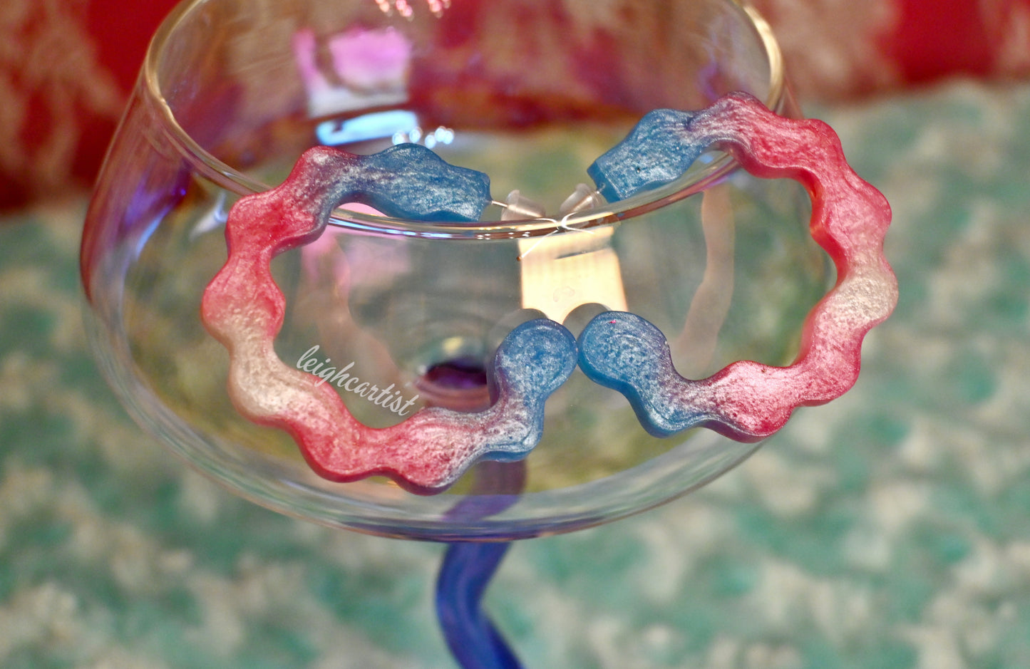 Transgender Flag Wavy Resin Hoop Earrings