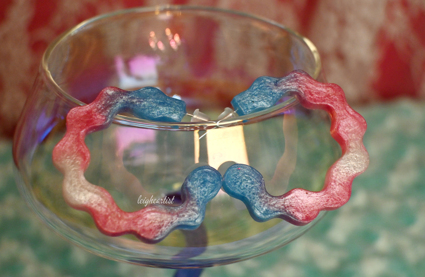 Transgender Flag Wavy Resin Hoop Earrings