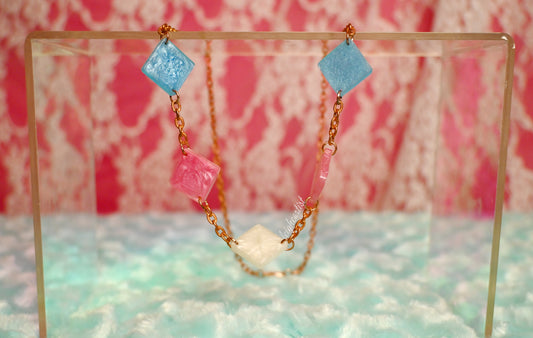 Transgender Flag Diamond Shapes Resin Necklace