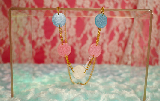 Transgender Flag Circles Resin Necklace