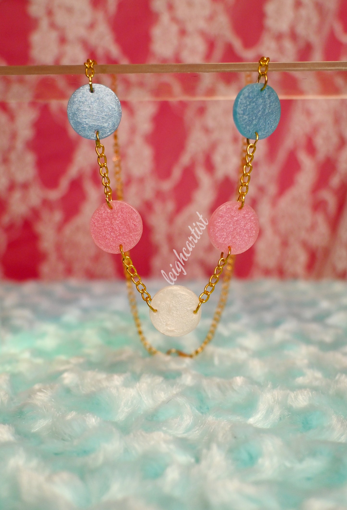 Transgender Flag Circles Resin Necklace