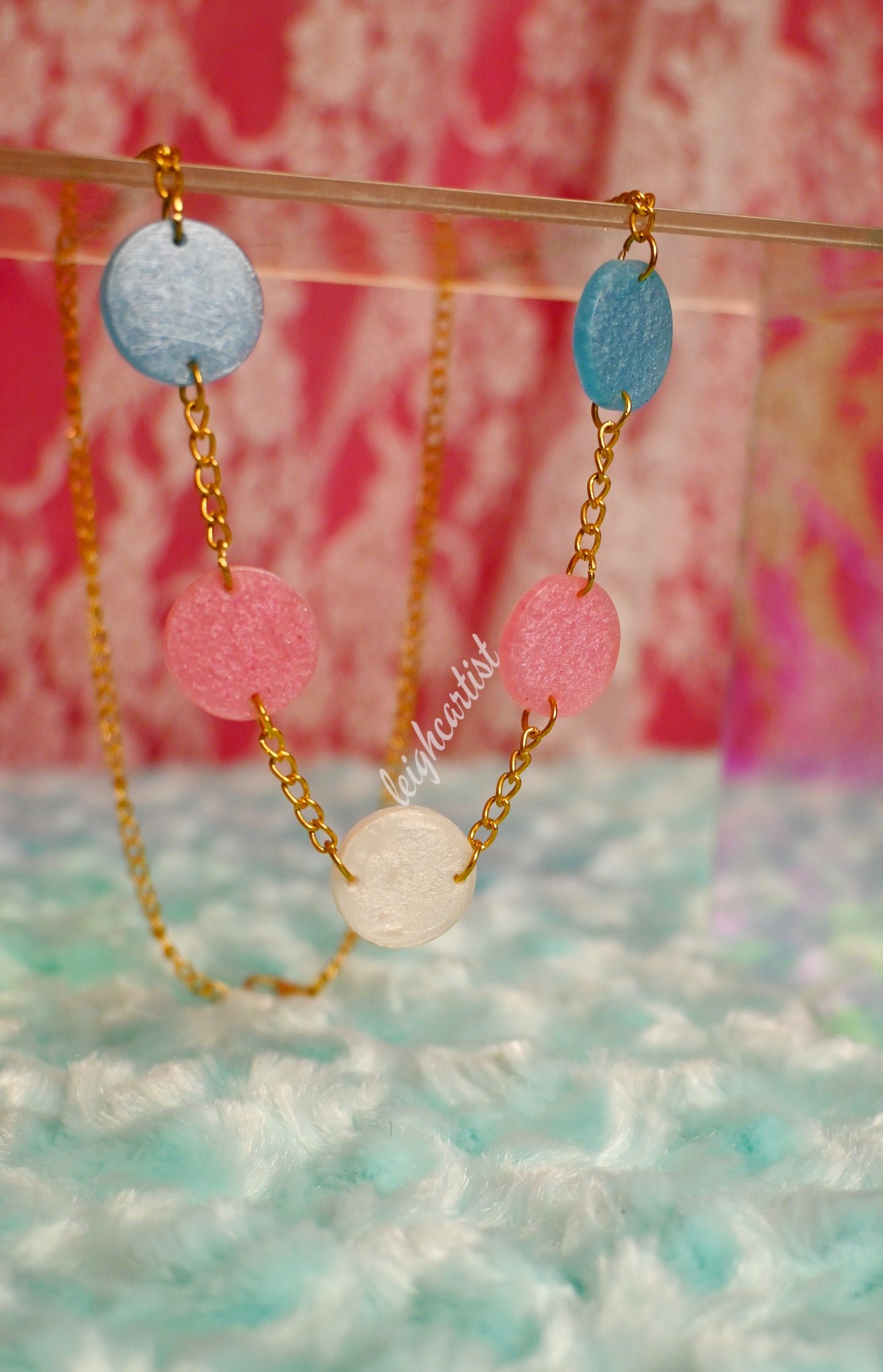 Transgender Flag Circles Resin Necklace