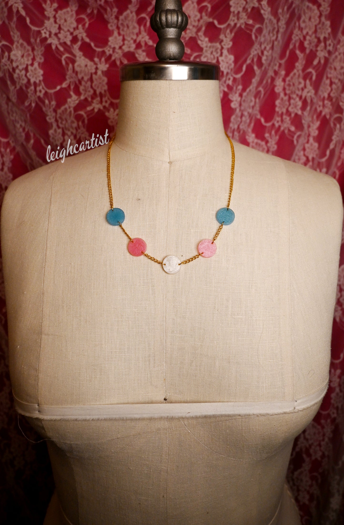 Transgender Flag Circles Resin Necklace