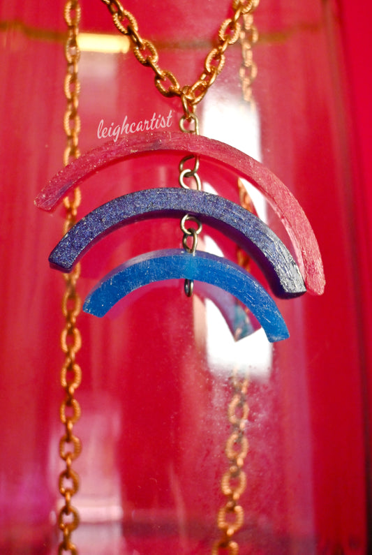 Bisexual Flag Rainbow Resin Necklace