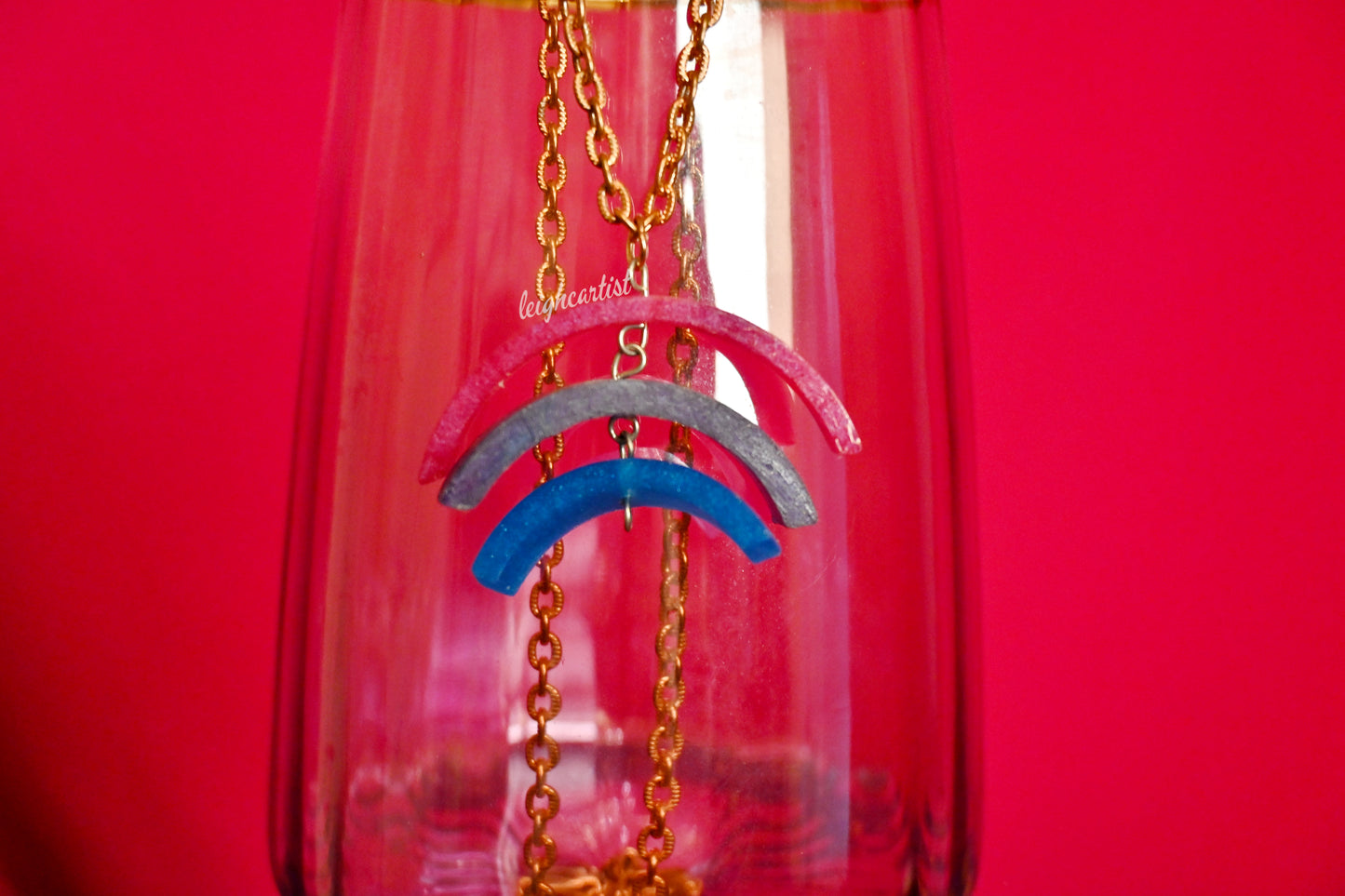 Bisexual Flag Rainbow Resin Necklace