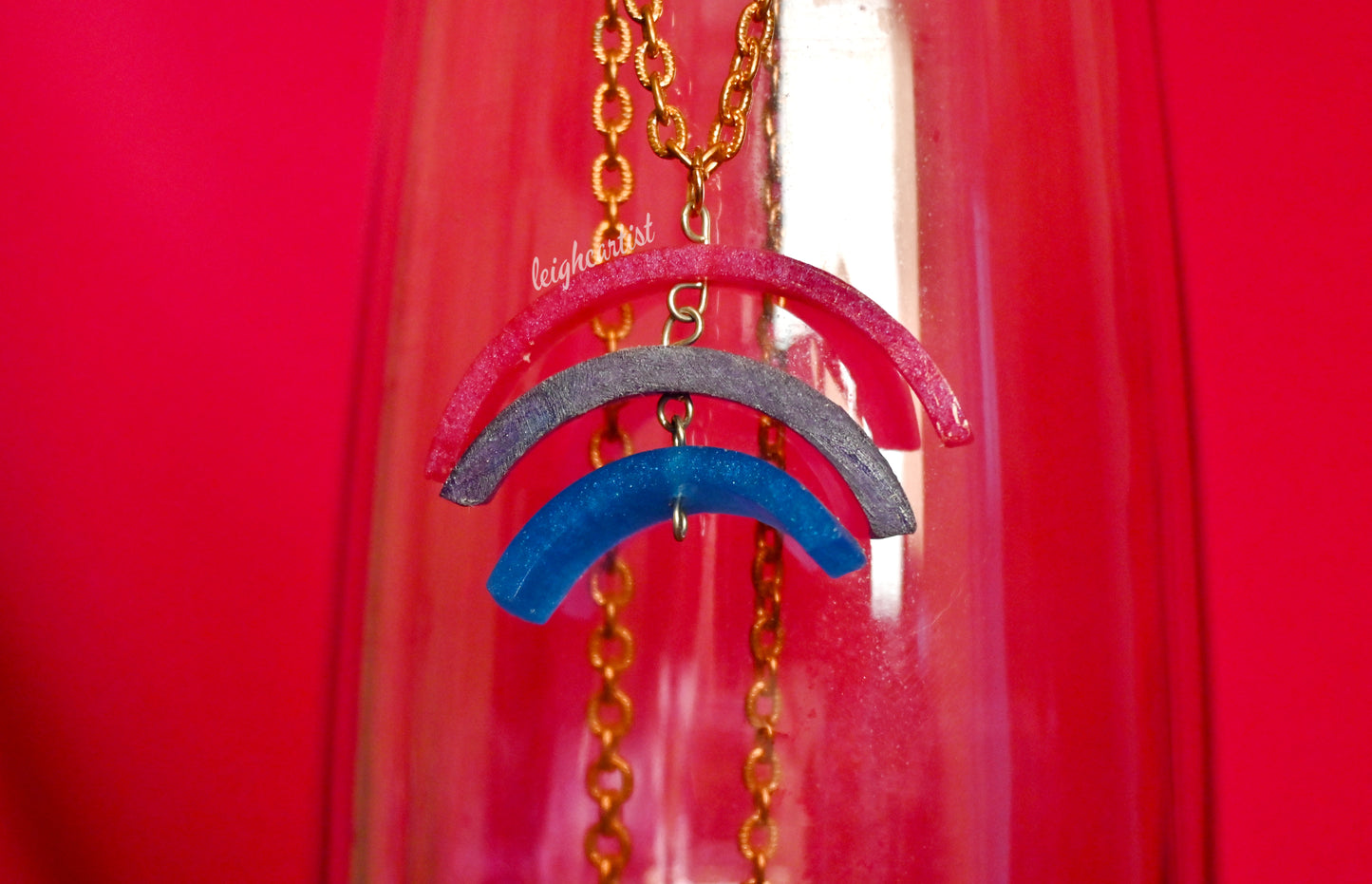 Bisexual Flag Rainbow Resin Necklace