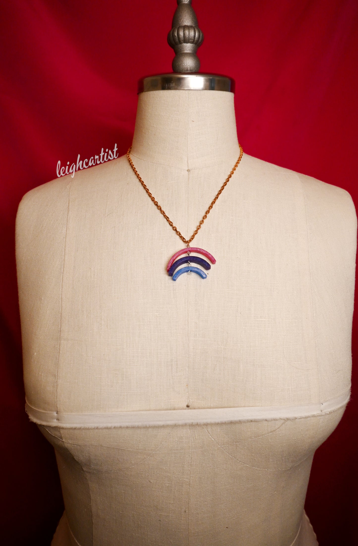 Bisexual Flag Rainbow Resin Necklace