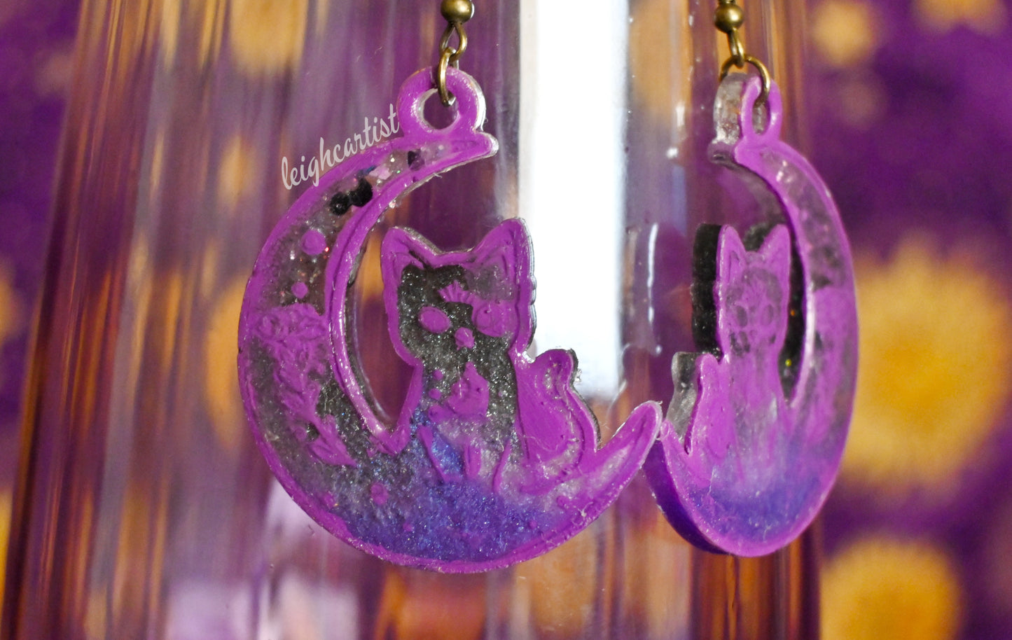 Asexual Witchy Cats Resin Earrings