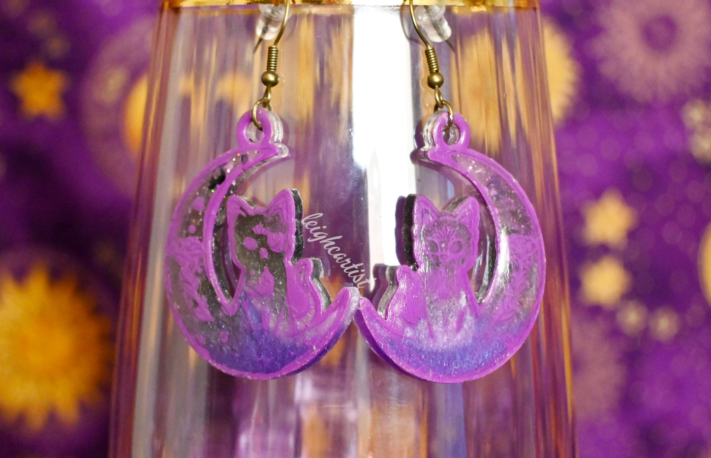 Asexual Witchy Cats Resin Earrings