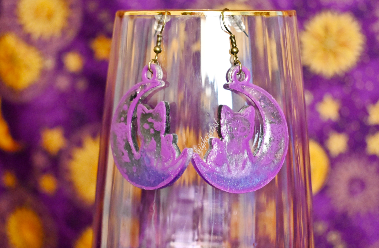Asexual Witchy Cats Resin Earrings