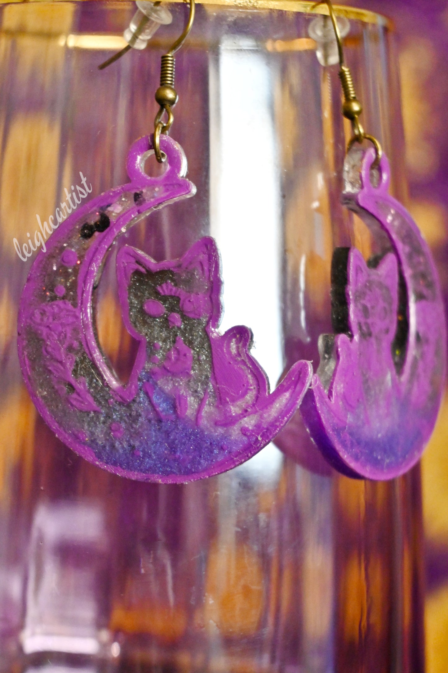Asexual Witchy Cats Resin Earrings