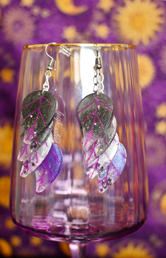 Asexual Flag Leaves Resin Dangle Earrings