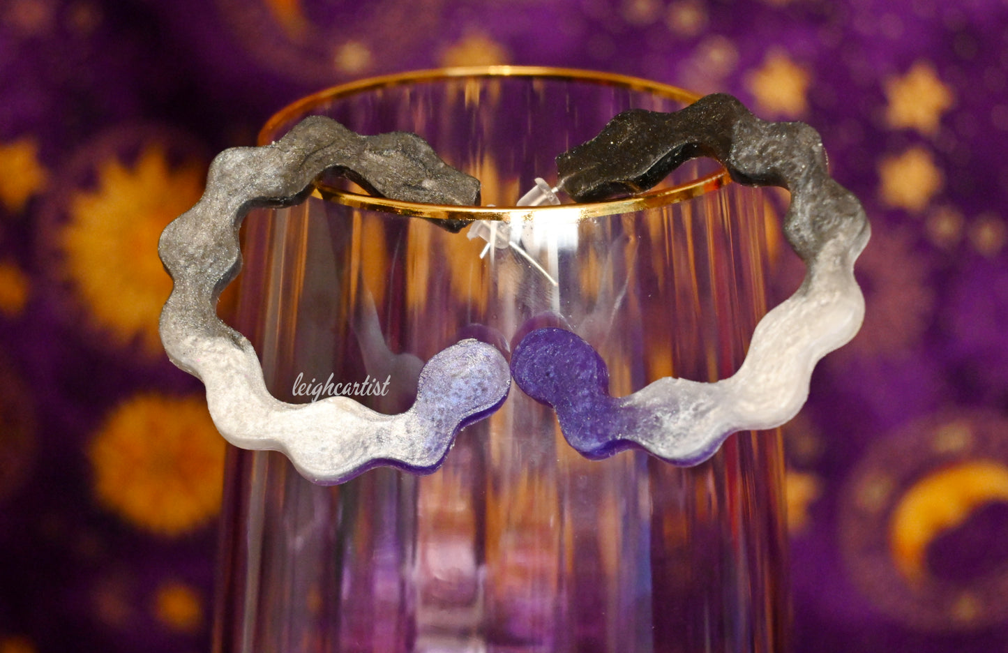 Asexual Flag Wavy Resin Hoop Earrings