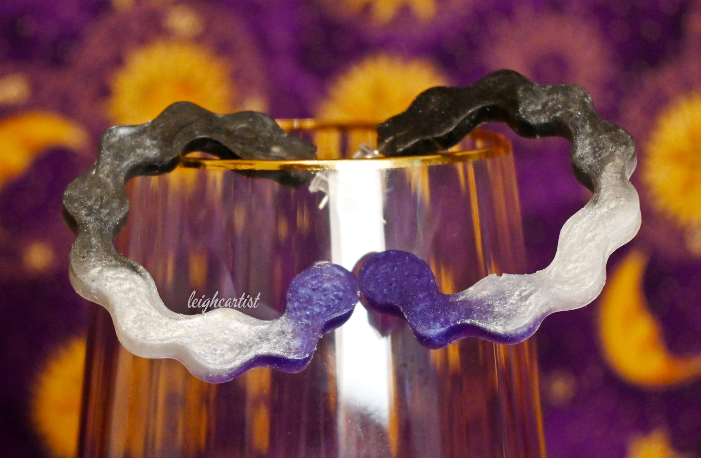 Asexual Flag Wavy Resin Hoop Earrings