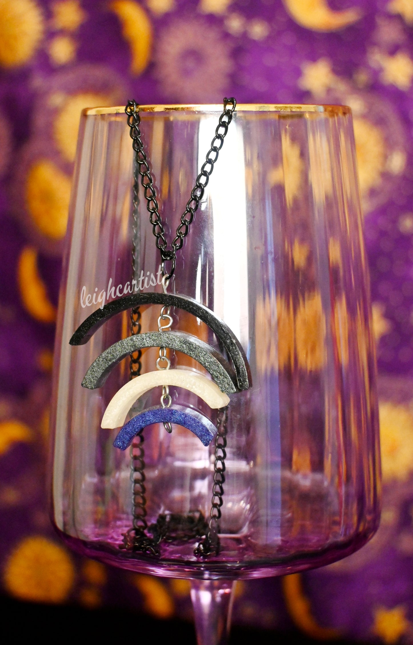 Asexual Flag Rainbow Resin Necklace