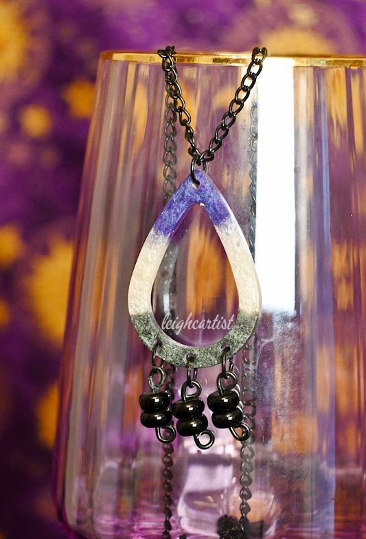 Asexual Flag Beaded Teardrop Resin Necklace
