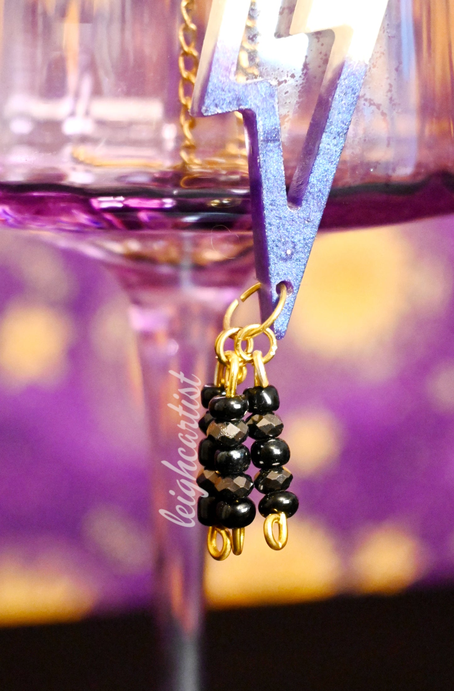 Asexual Flag Beaded Lightning Bolt Resin Necklace