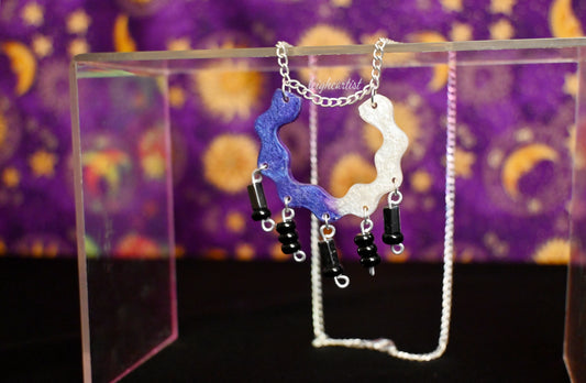 Wavy Beaded Asexual Flag Resin Necklace