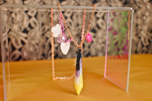 Nonbinary Flag Crystal Resin Necklace