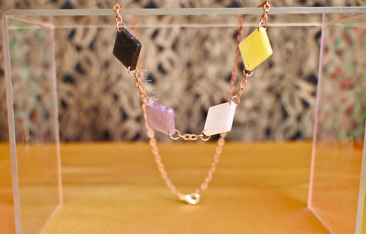 Nonbinary Flag Diamond Shapes Resin Necklace