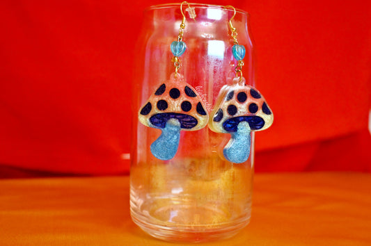 Pansexual Flag Mushrooms Resin Dangle Earrings