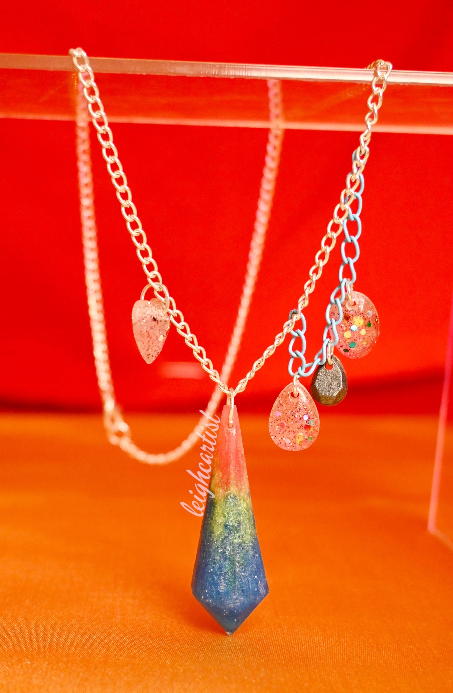 Pansexual Flag Crystal Resin Necklace