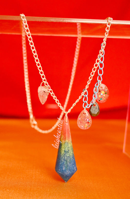 Pansexual Flag Crystal Resin Necklace