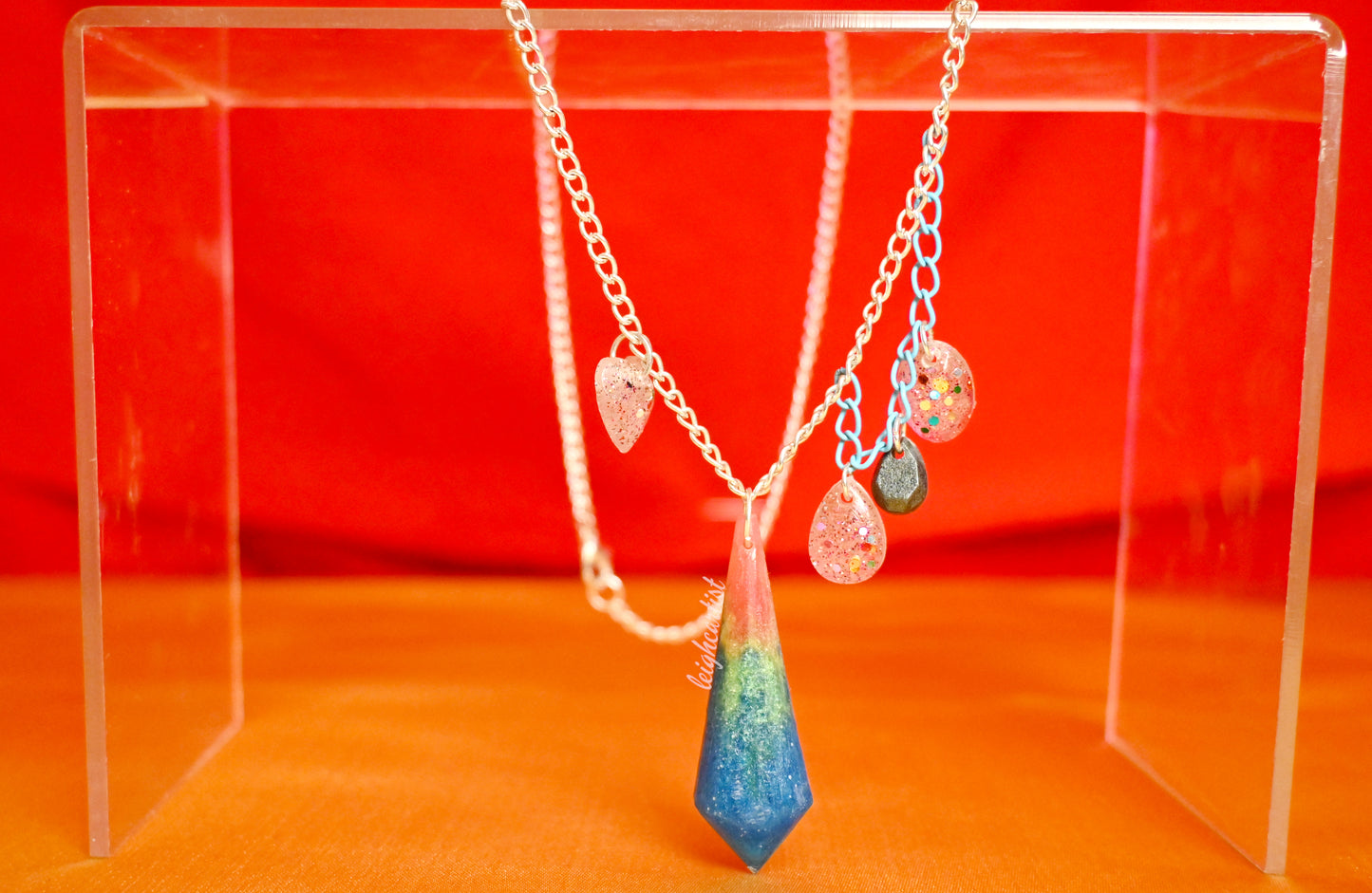 Pansexual Flag Crystal Resin Necklace