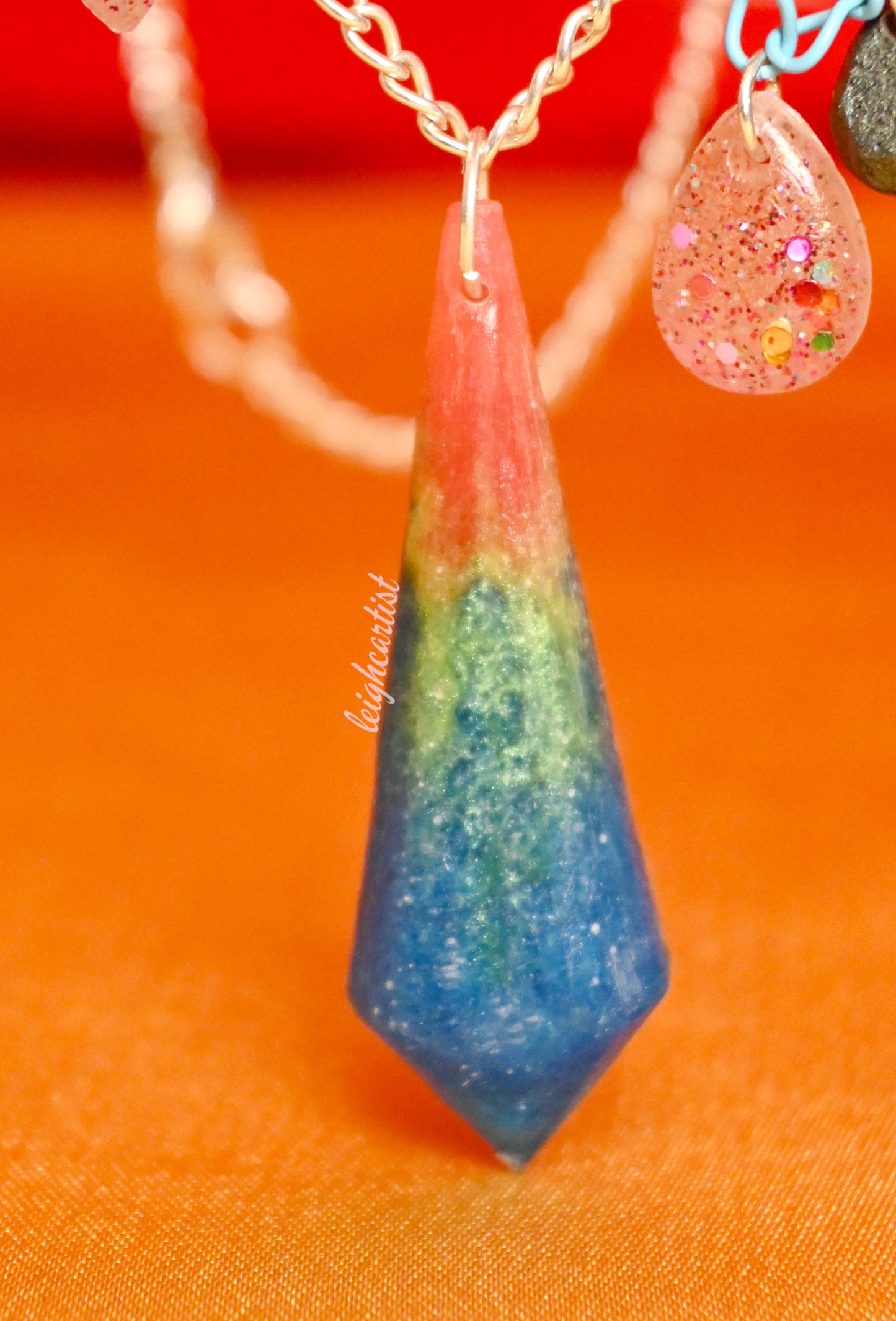 Pansexual Flag Crystal Resin Necklace