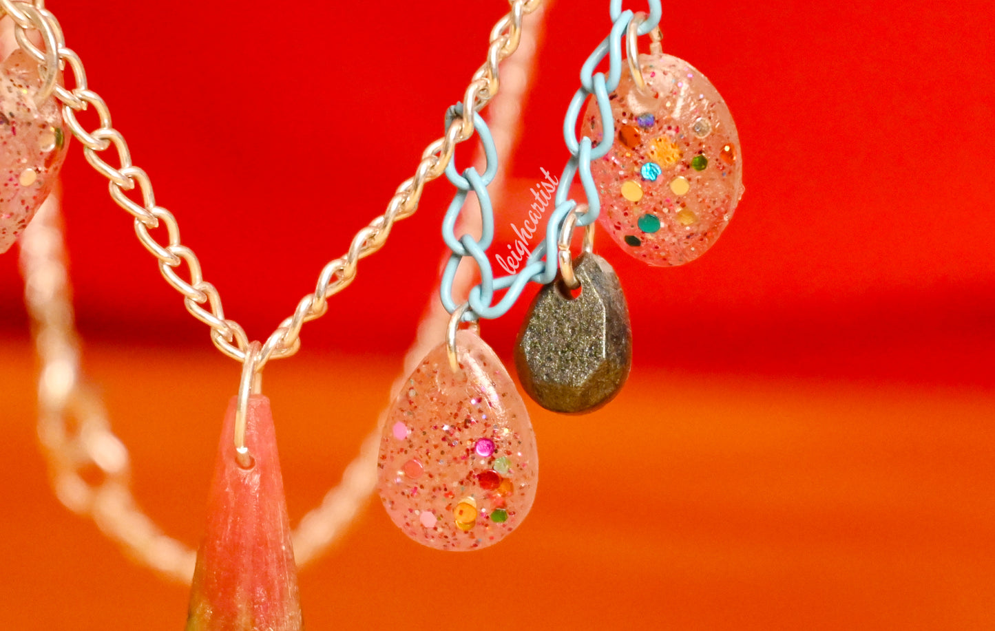 Pansexual Flag Crystal Resin Necklace