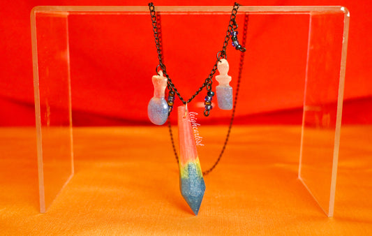 Pansexual Flag Crystals and Potions Resin Necklace (Copy)