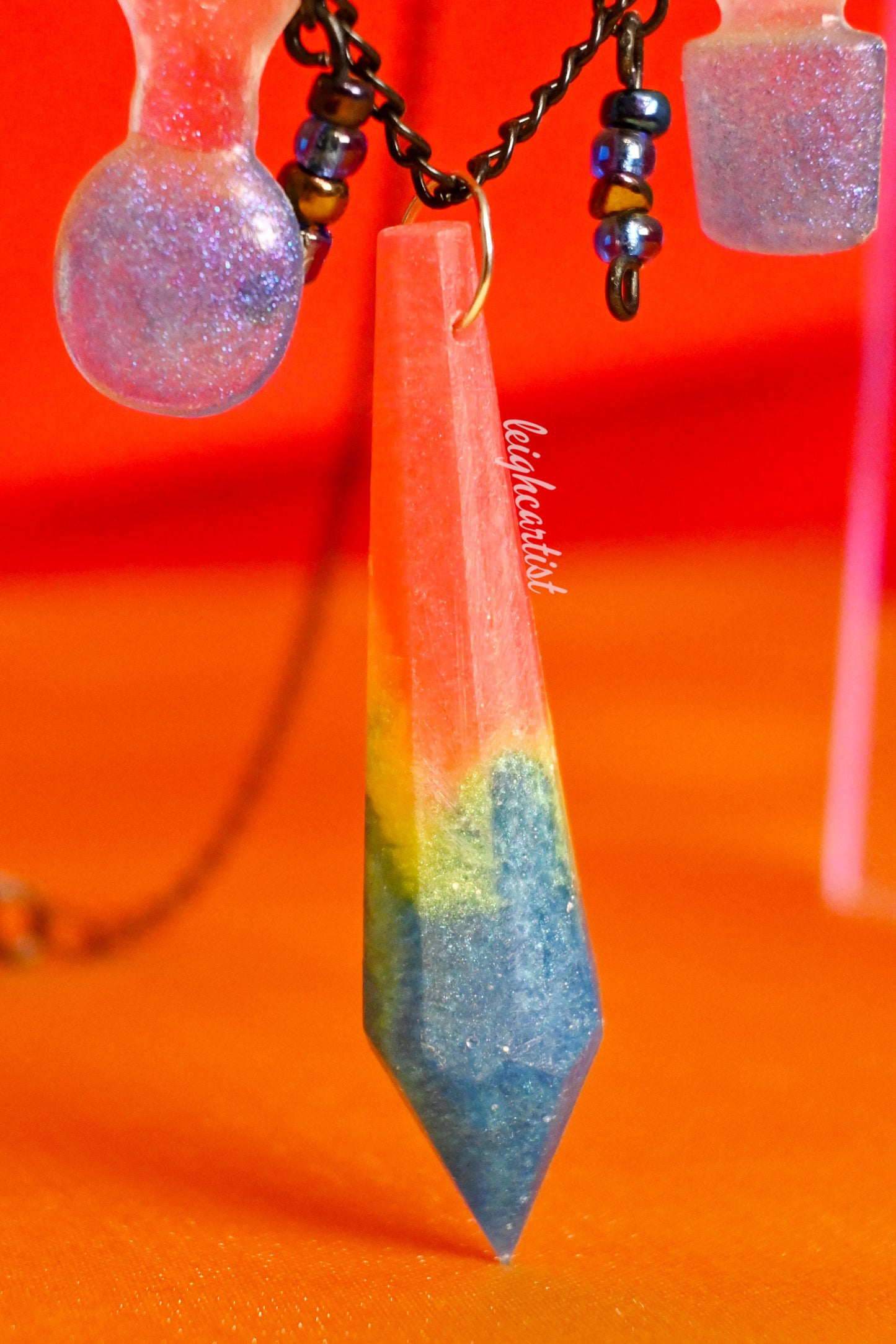Pansexual Flag Crystals and Potions Resin Necklace (Copy)