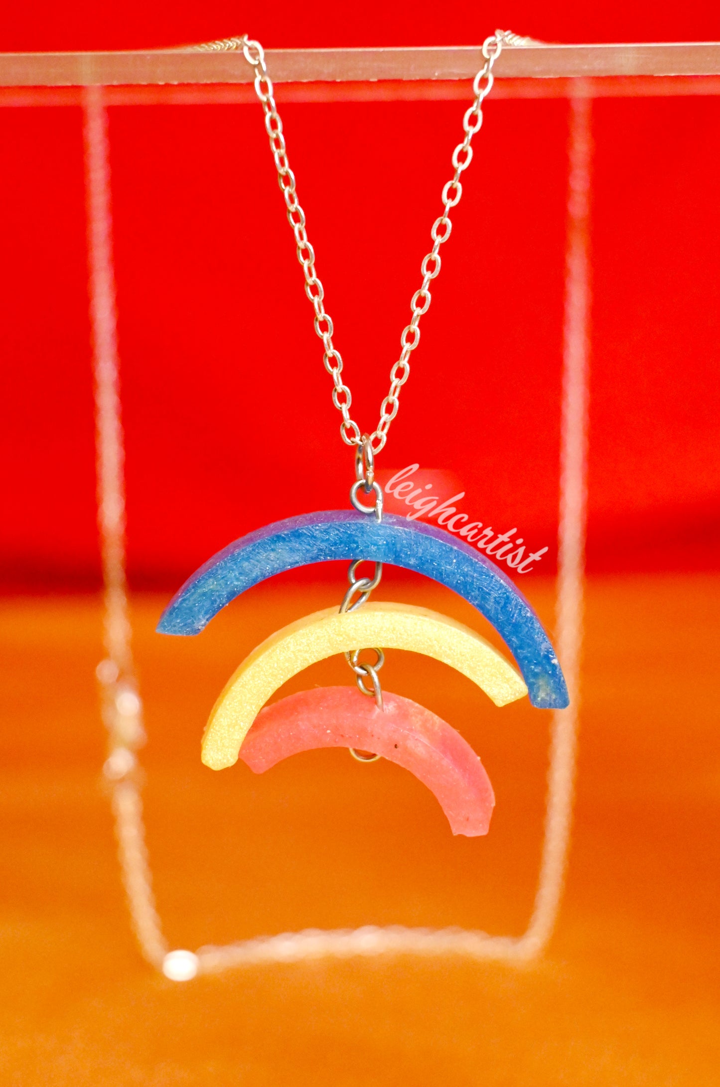 Pansexual Flag Rainbow Resin Necklace