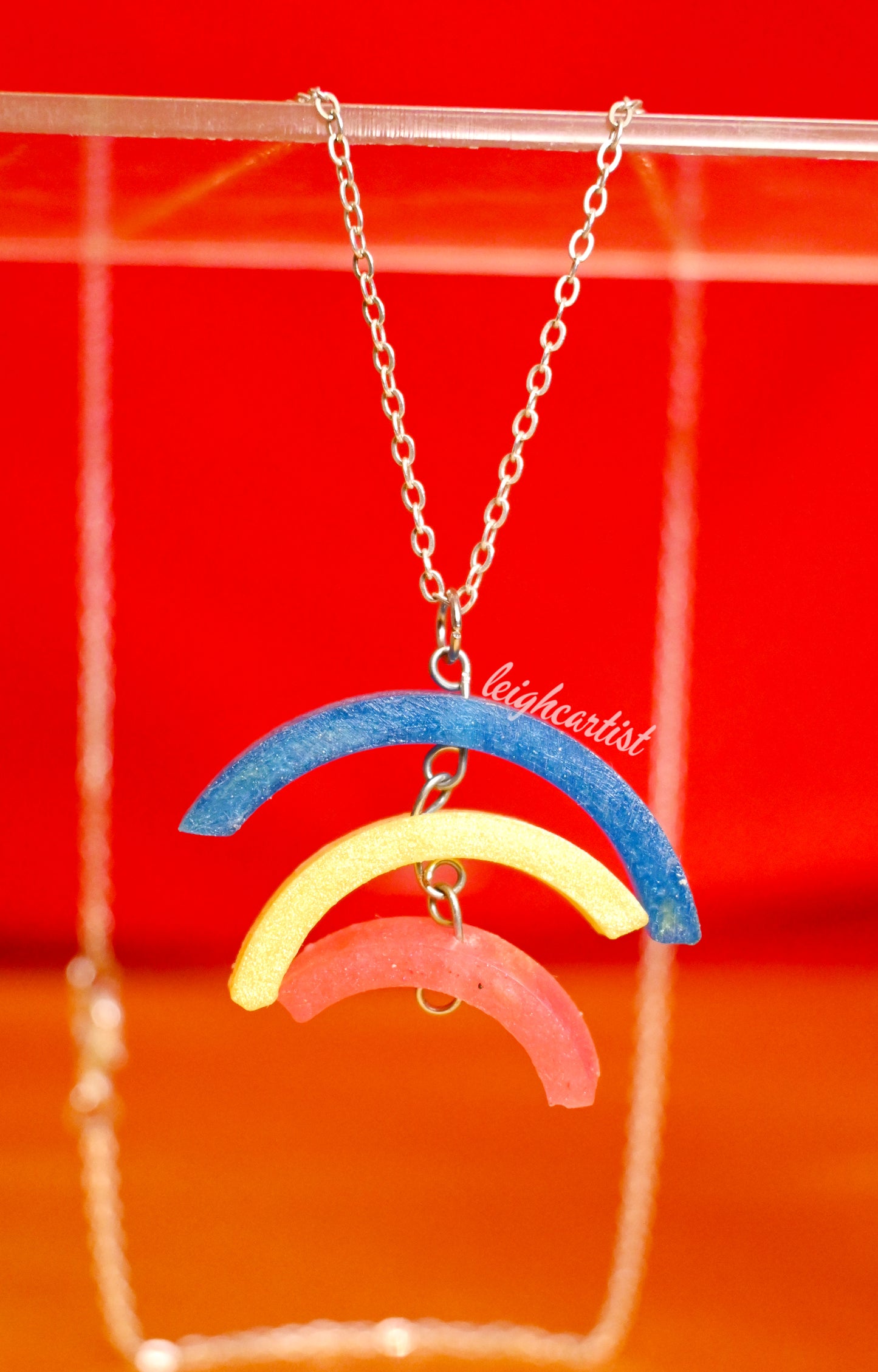 Pansexual Flag Rainbow Resin Necklace