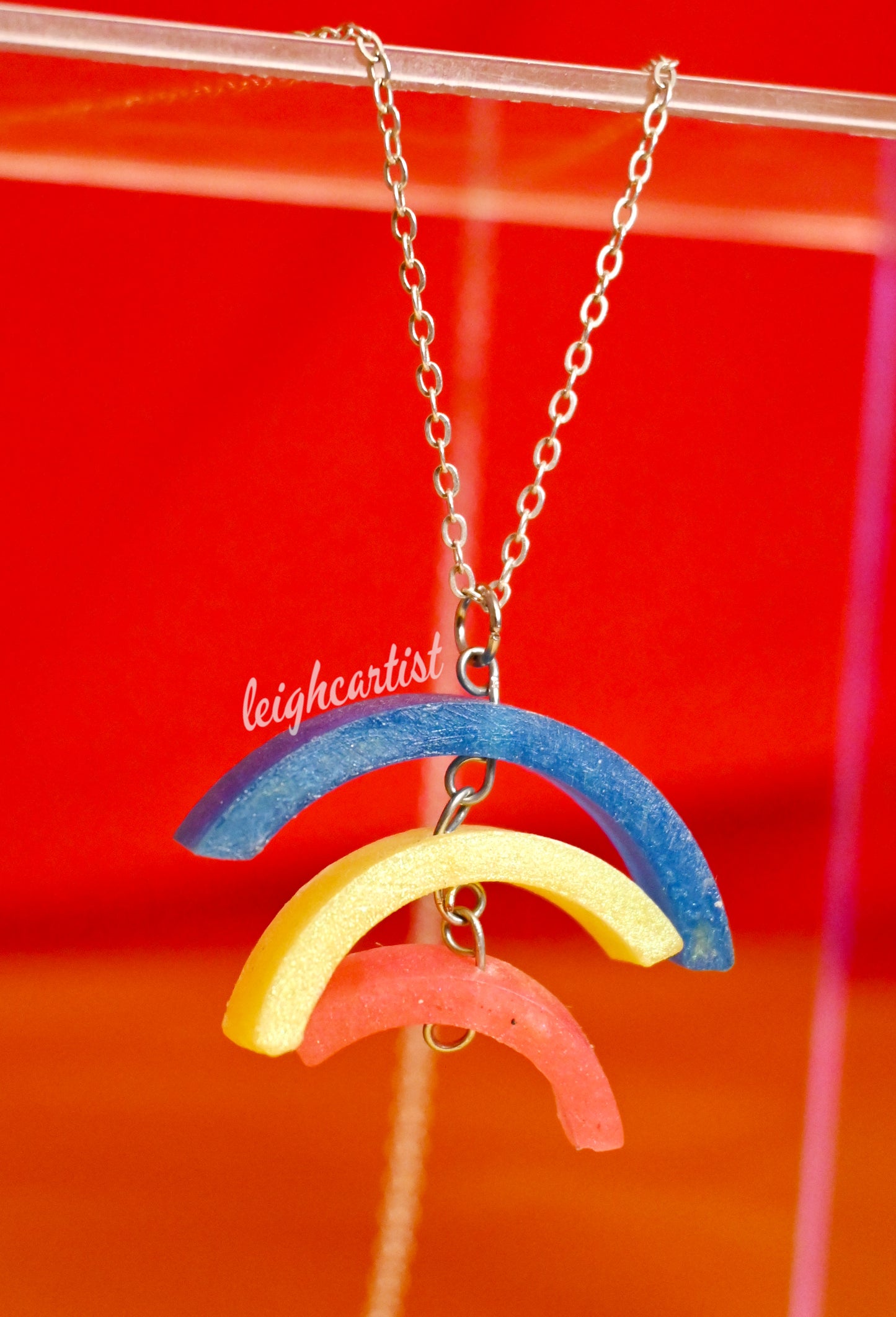 Pansexual Flag Rainbow Resin Necklace