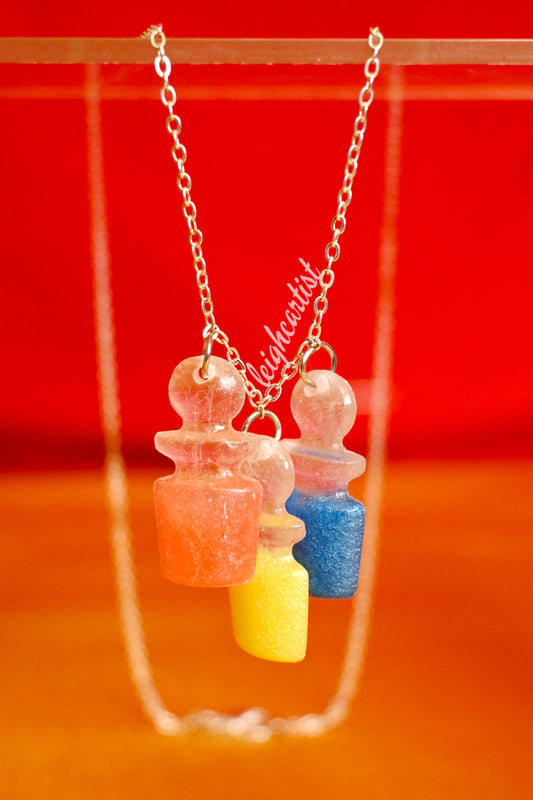 Pansexual Flag Potion Bottles Resin Necklace