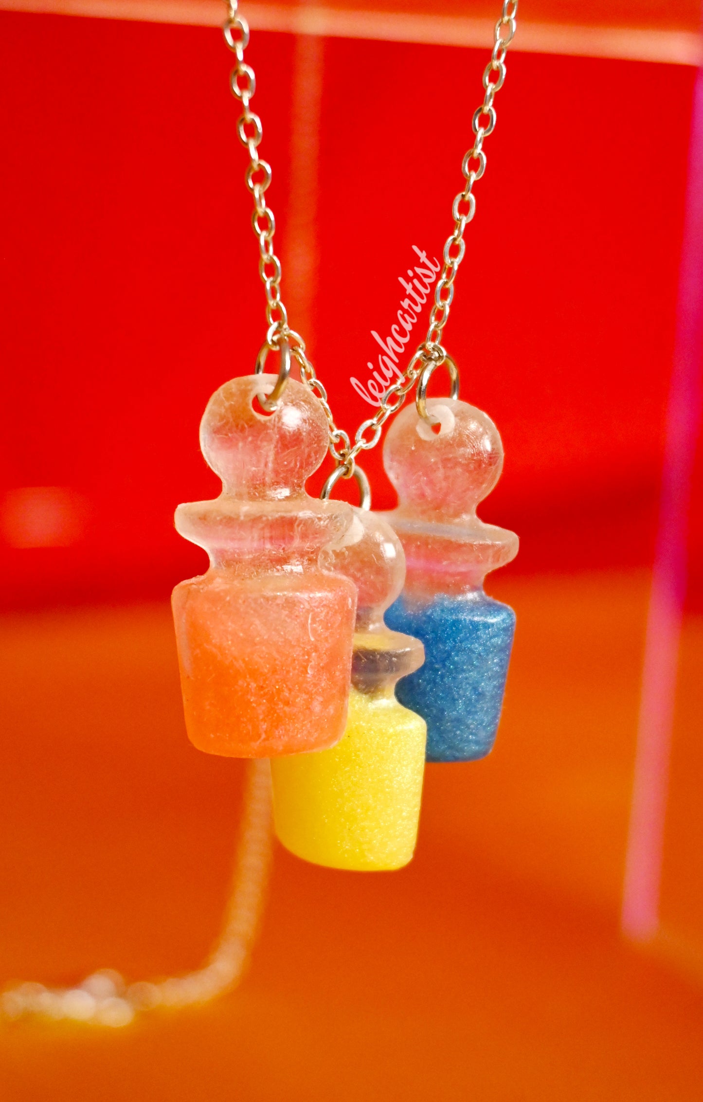 Pansexual Flag Potion Bottles Resin Necklace