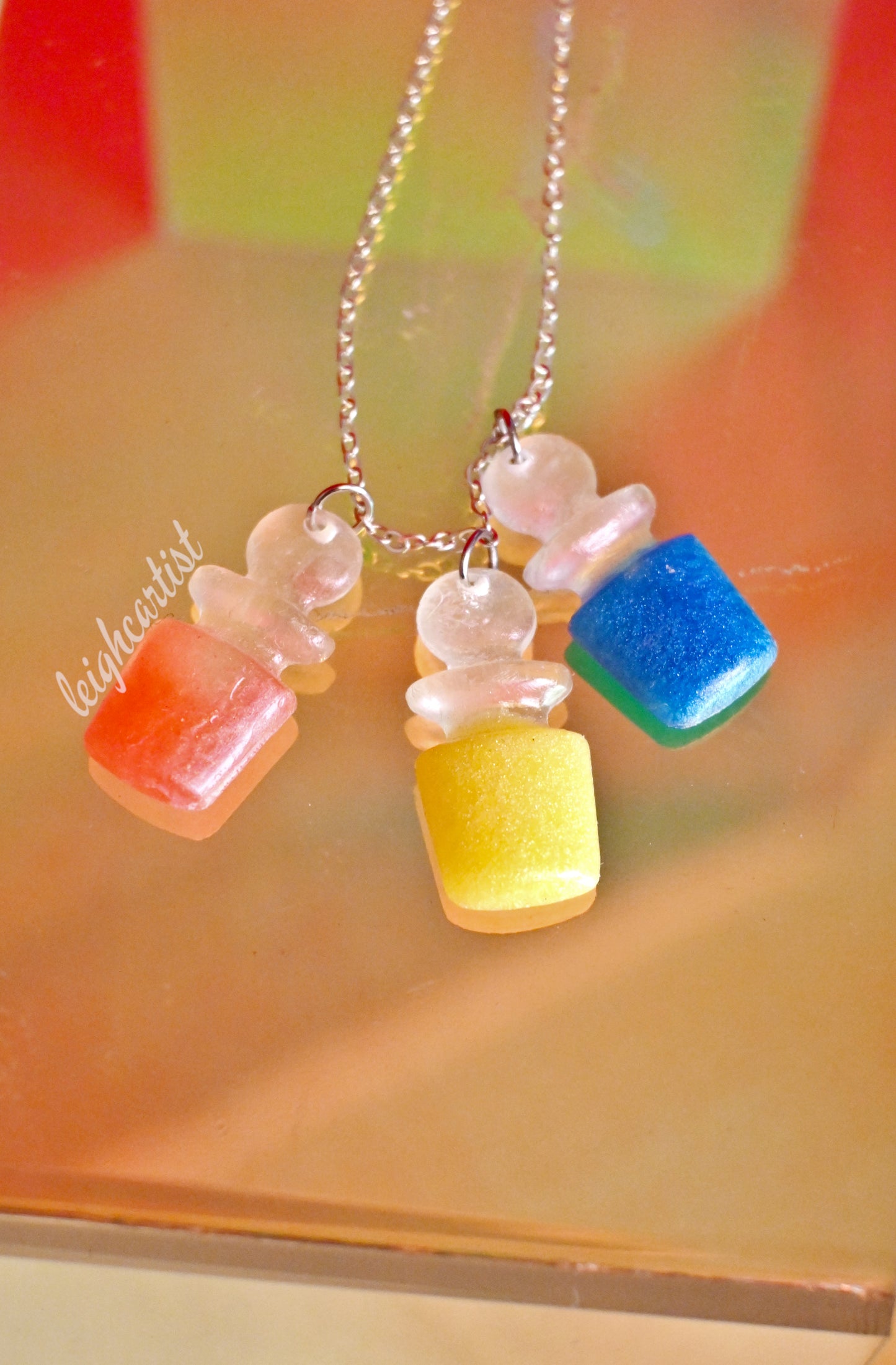 Pansexual Flag Potion Bottles Resin Necklace
