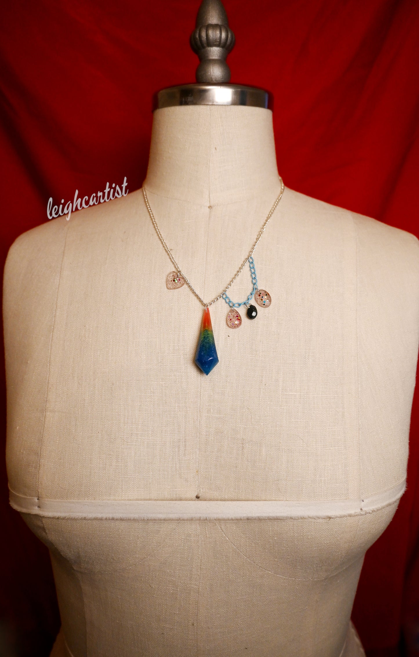 Pansexual Flag Crystal Resin Necklace