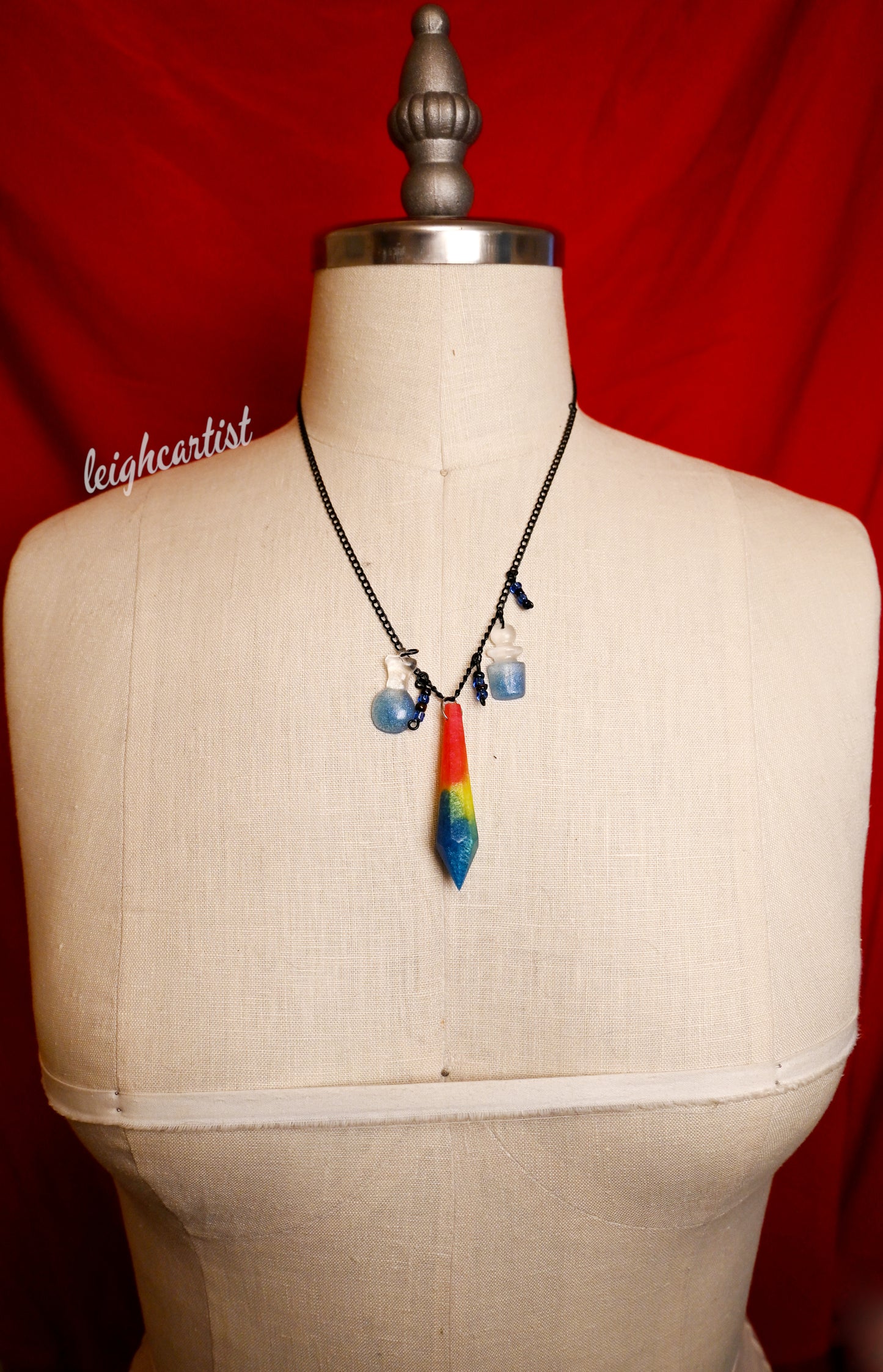 Pansexual Flag Crystals and Potions Resin Necklace (Copy)