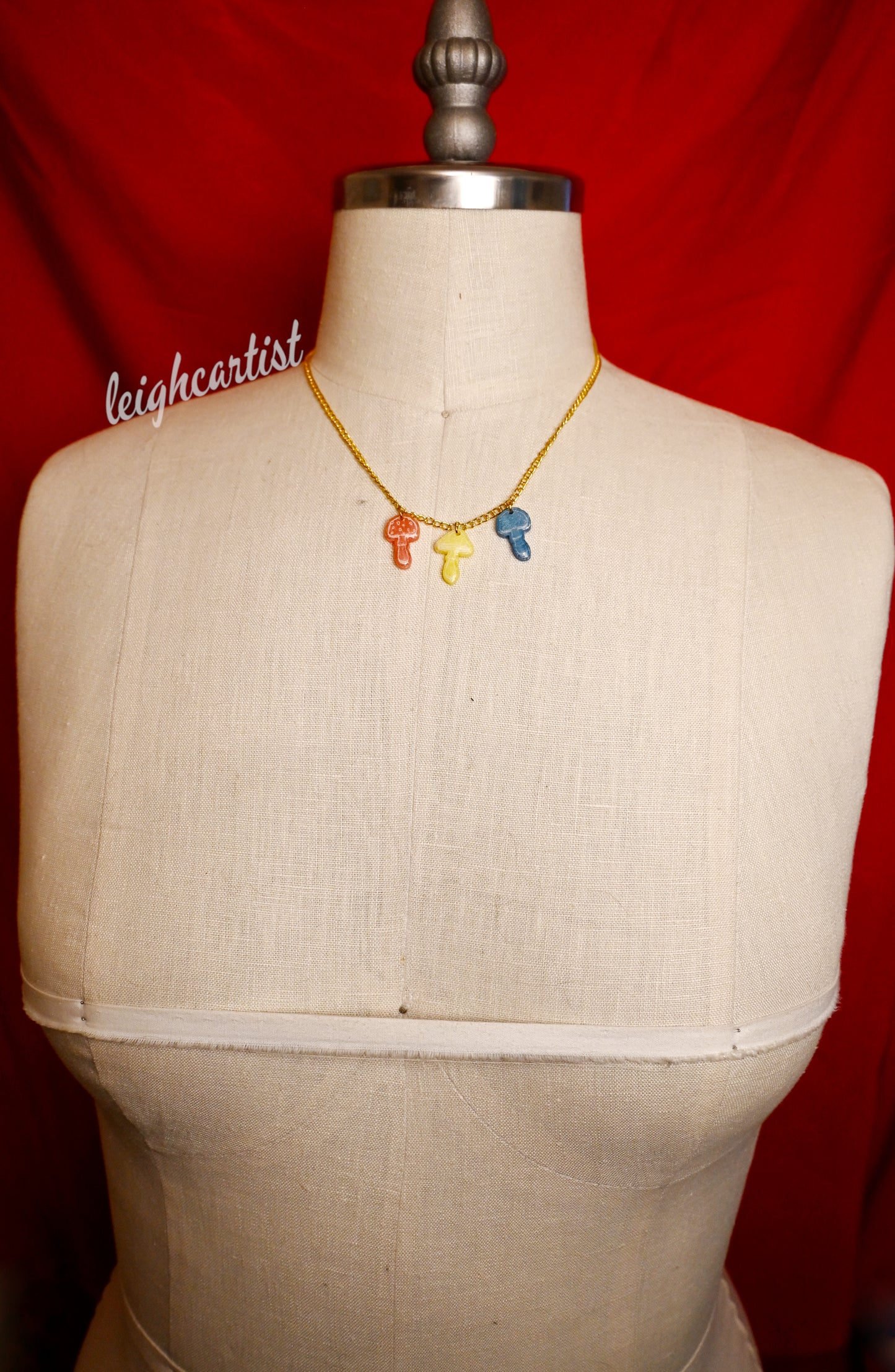 Pansexual Flag Mini Mushrooms Resin Necklace