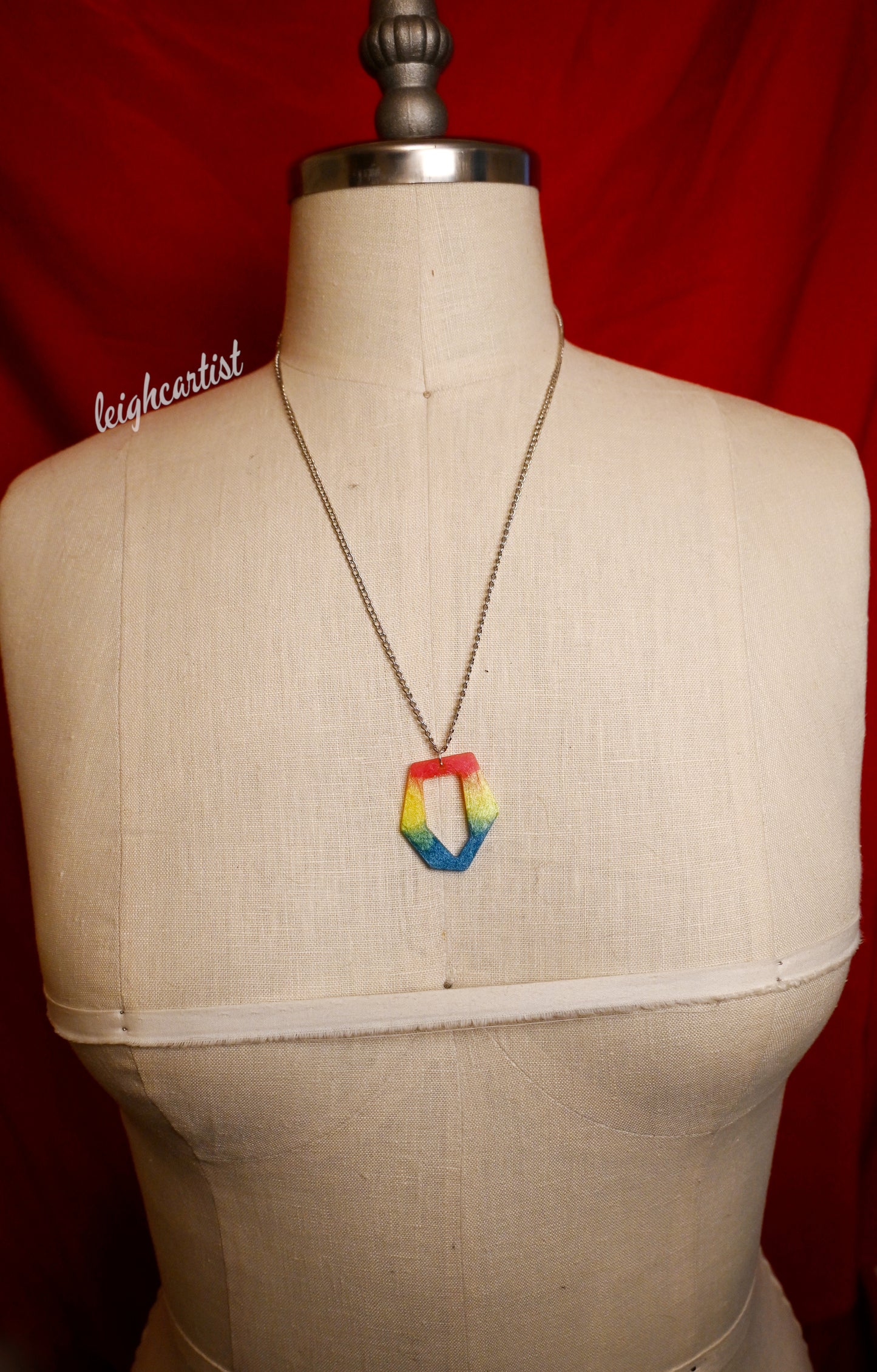 Pansexual Flag Geometric Resin Necklace