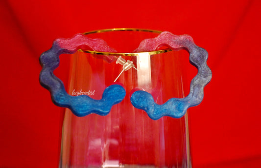 Bisexual Flag Wavy Resin Hoop Earrings