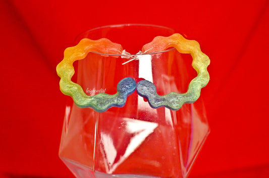 Rainbow Flag Wavy Resin Hoop Earrings