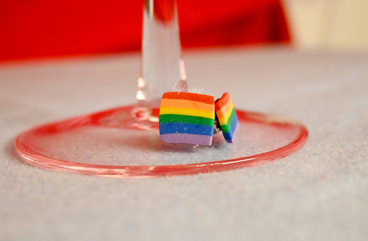 Rainbow Stripes Clay Stud Earrings