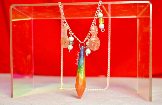 Rainbow Flag Cutesy Crystal Resin Necklace