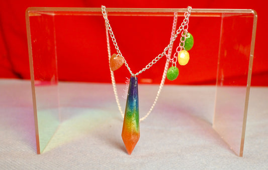 Rainbow Flag Crystal Resin Necklace