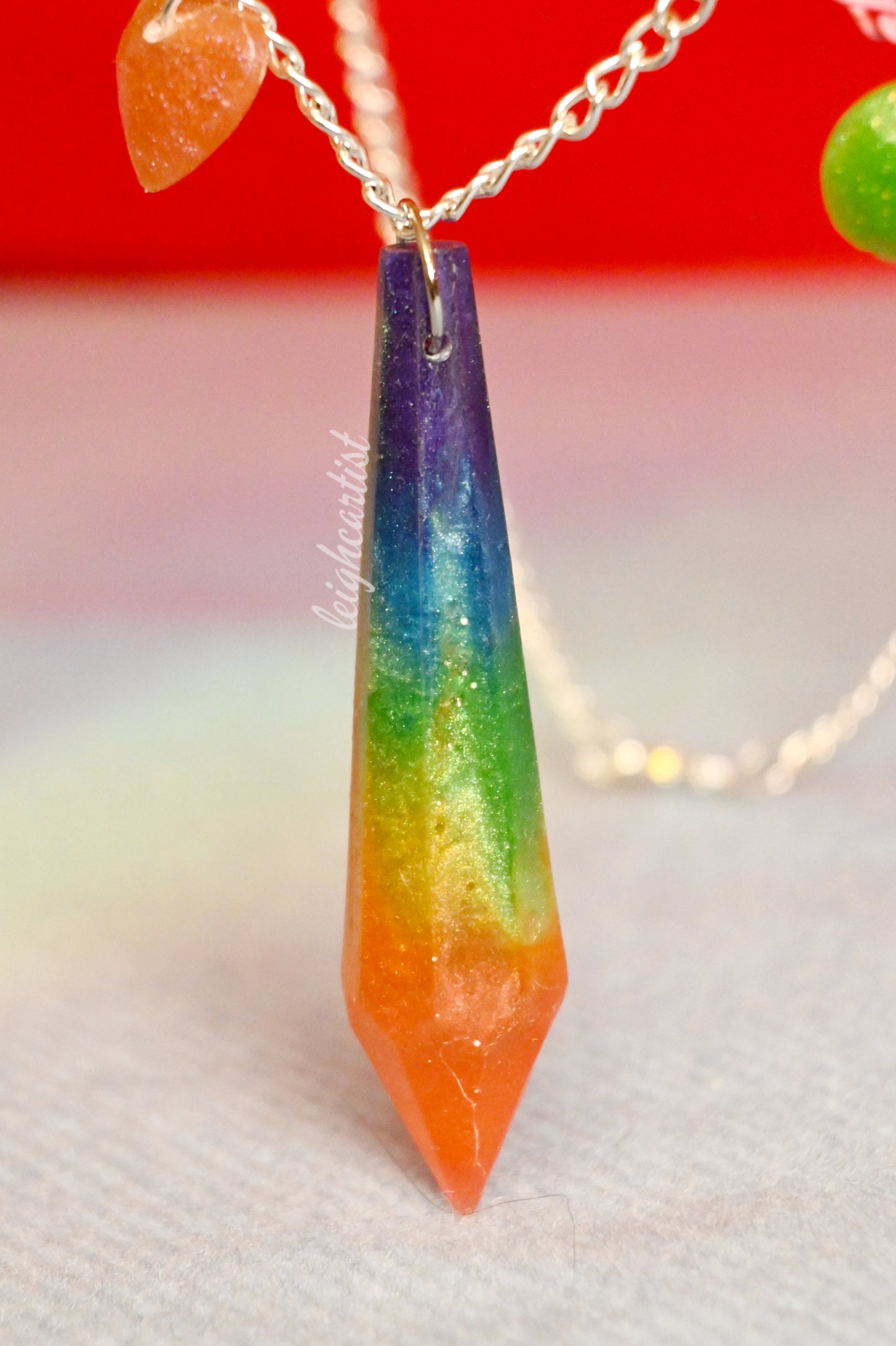 Rainbow Flag Crystal Resin Necklace