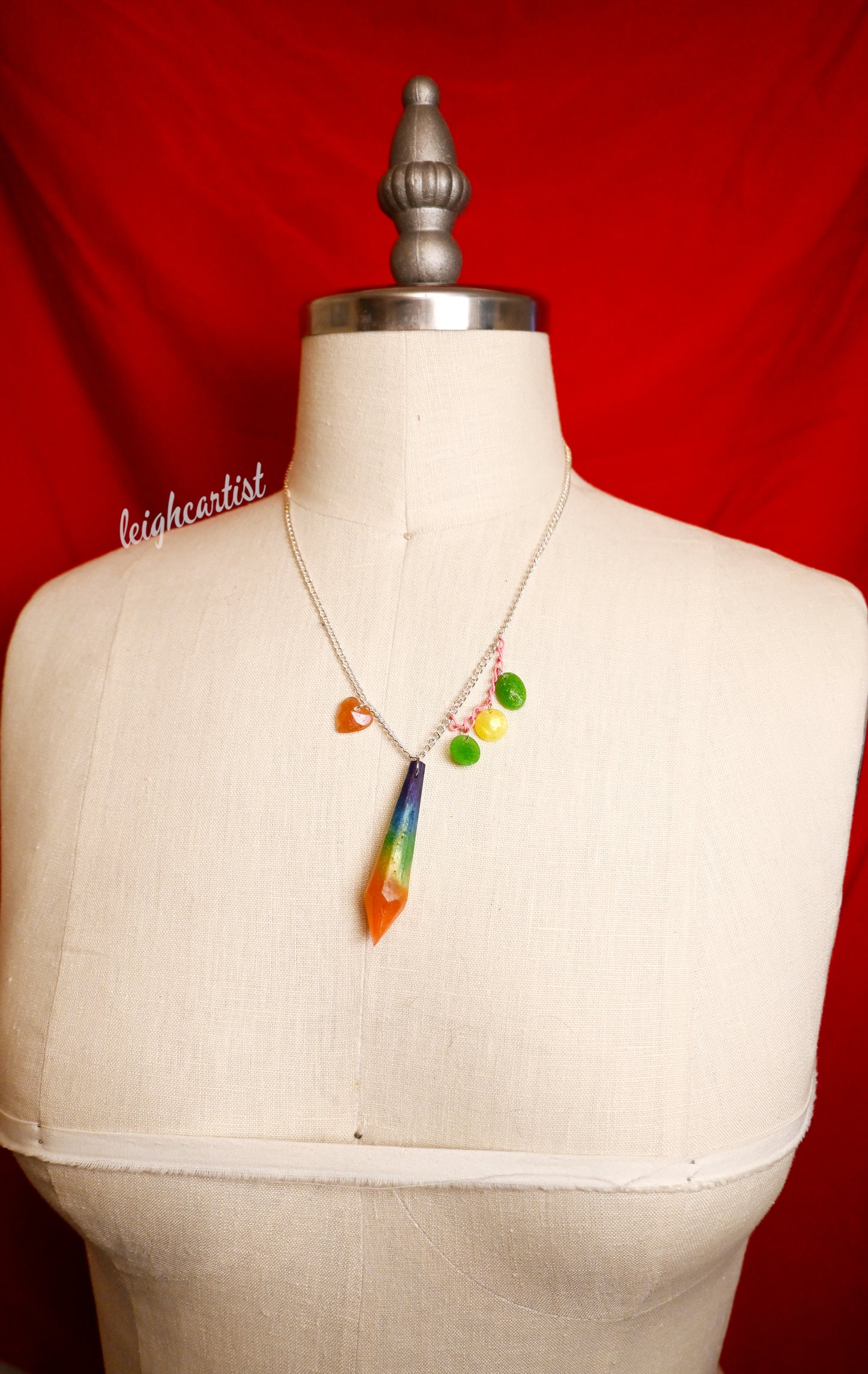 Rainbow Flag Crystal Resin Necklace