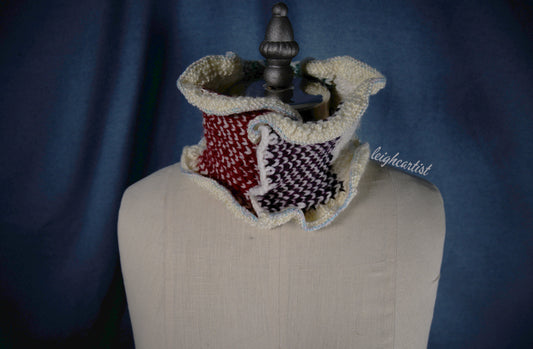 Colorblock Knit Ruffle Scarf